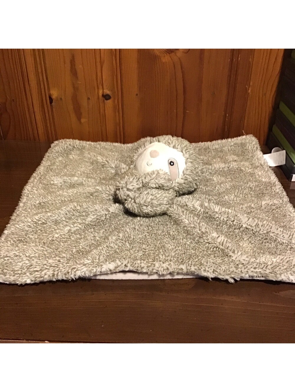 Carter's Sloth Security Blanket Plush Lovey Gray Brown Shaggy Faux Fur 14" 2018